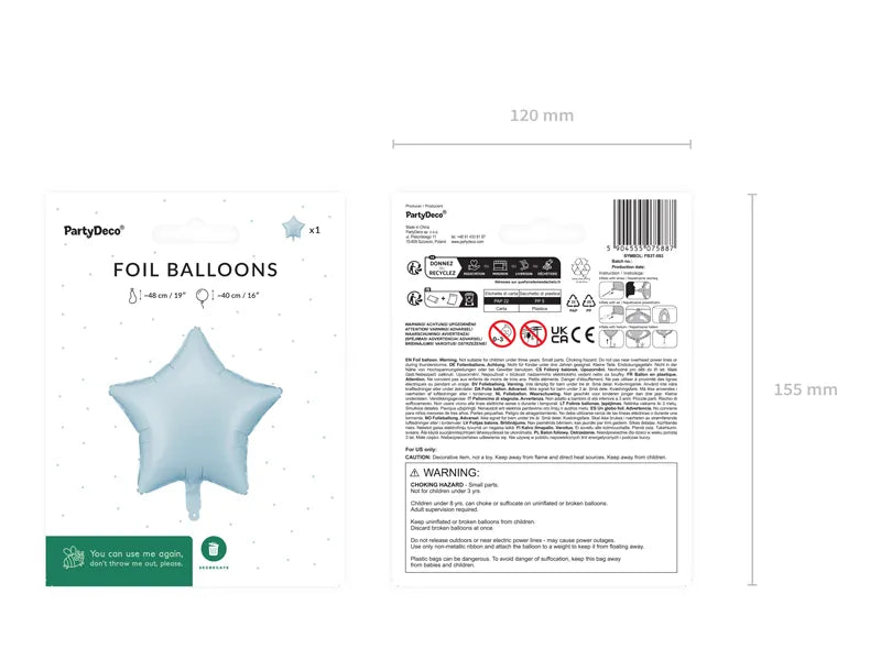 Blue Star Foil Balloon, 19in