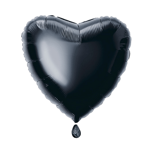 Black heart balloon shiny foil for birthday and graduation decor from Parte Haus party supply store in Bethesda MD