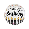 black metallic stars round foil happy birthday balloon with candles birthday theme from Parte Haus party supply store in Bethesda MD