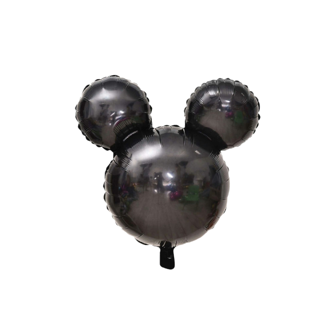 Black 24in Mickey Mouse head foil balloon with shiny finish — from Parte Haus party supply store in Bethesda, Maryland.