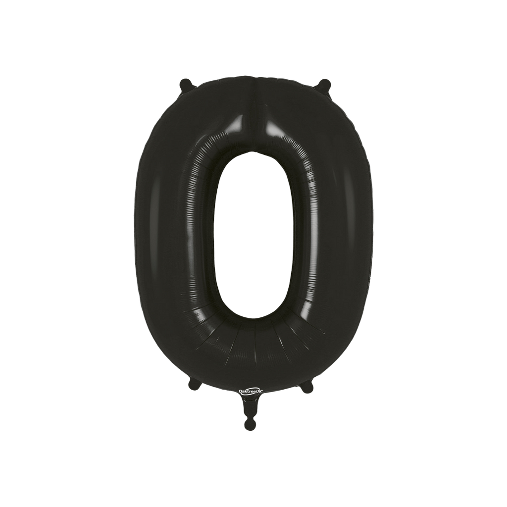 Black number zero foil balloon for birthday or anniversary from Parte Haus party supply store in Bethesda MD