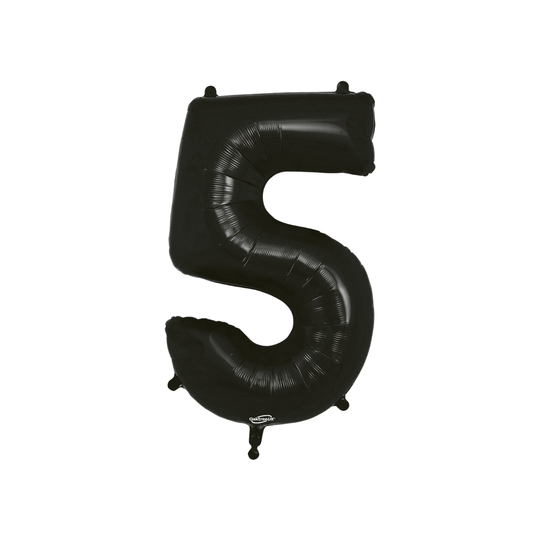 Black number five foil balloon for birthday from Parte Haus party supply store in Bethesda Maryland