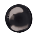 Black orbz foil balloon round shiny for birthday or event from Parte Haus party supply store in Bethesda Maryland