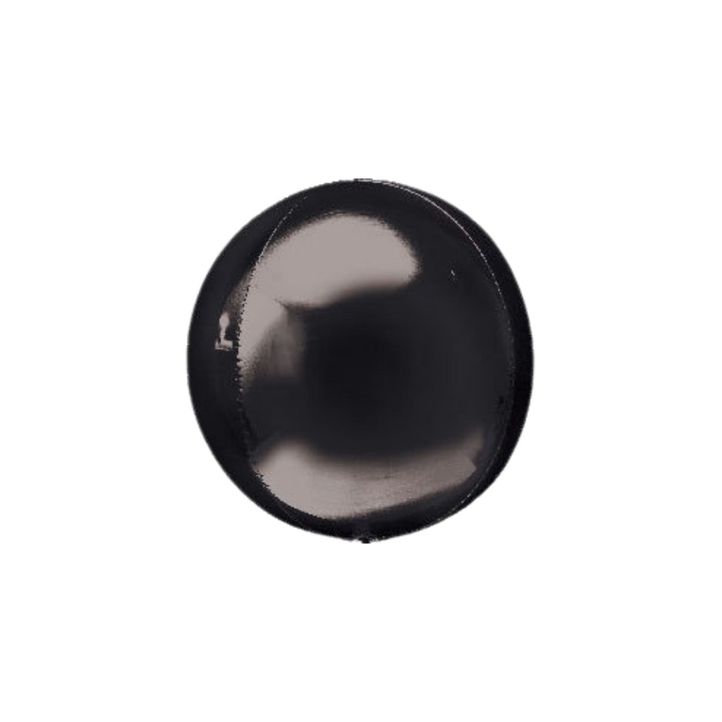 Black orbz foil balloon with a shiny round shape for modern celebrations from Parte Haus party supply store in Bethesda MD