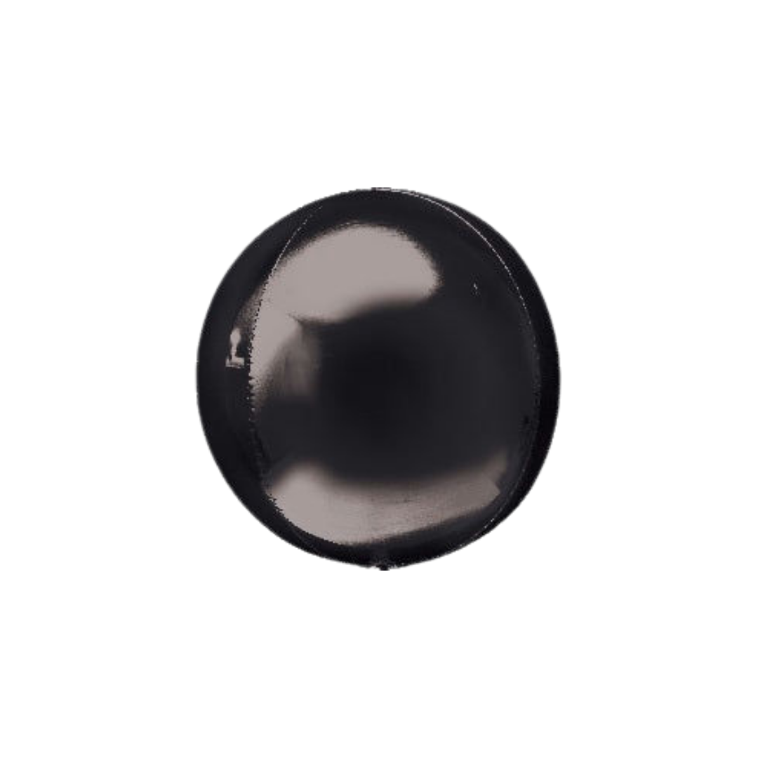Black orbz foil balloon with a shiny round shape for modern celebrations from Parte Haus party supply store in Bethesda MD