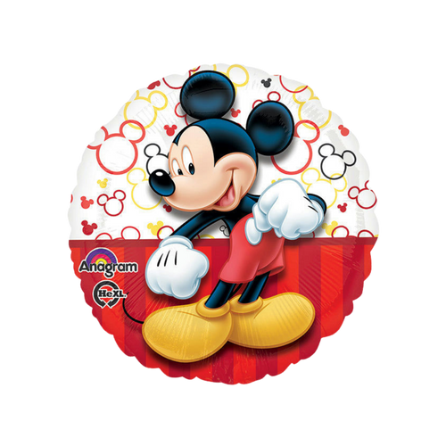 Black red Mickey Mouse foil balloon with character graphics for birthday from Parte Haus party supply store in Bethesda MD