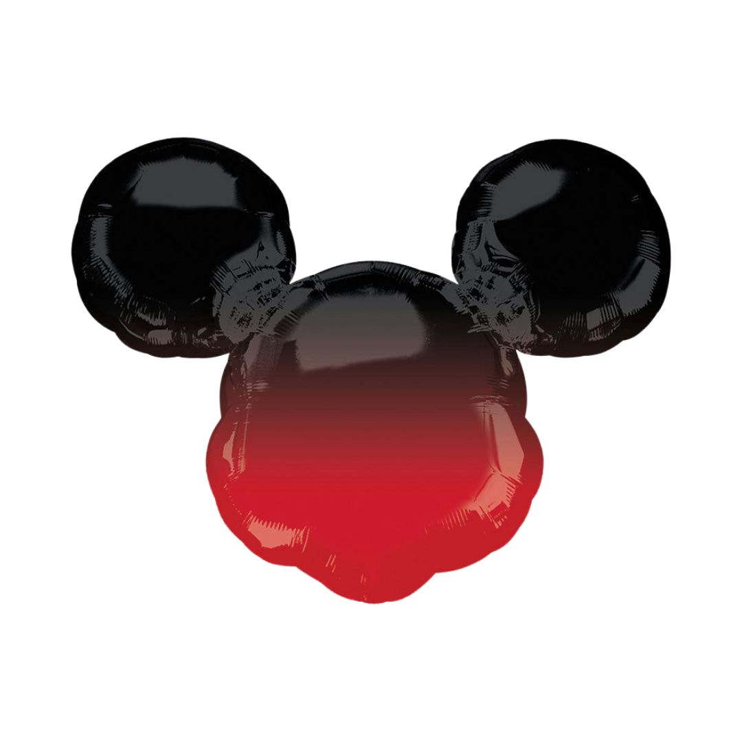 Black and red 27in Mickey Mouse head foil balloon for birthday parties – from Parte Haus party supply store in Bethesda, MD.