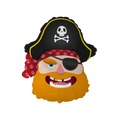 Black red pirate head foil balloon with eyepatch for birthday theme from Parte Haus party supply store in Bethesda MD.