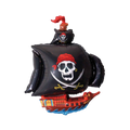 Black red pirate ship foil balloon with skull and crossbones for birthday theme from Parte Haus party supply store in Bethesda MD