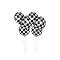 Black white checkered foil balloon with racing theme from Parte Haus party supply store in Bethesda Maryland