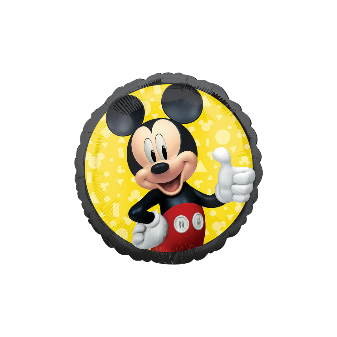 Black and yellow 18in Mickey Mouse foil balloon for Disney birthday parties – from Parte Haus party supply store in Bethesda, MD.