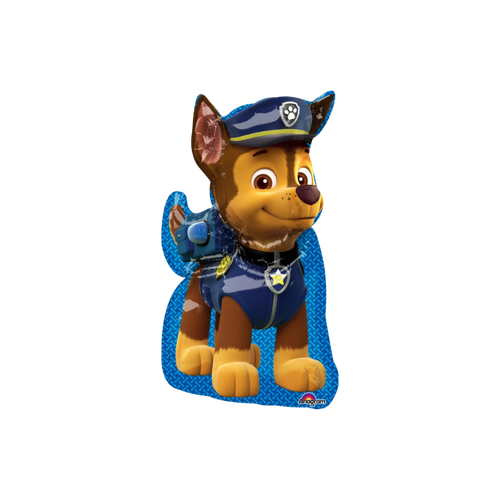 Blue brown Chase foil balloon dog shaped birthday Paw Patrol theme from Parte Haus party supply store in Bethesda MD