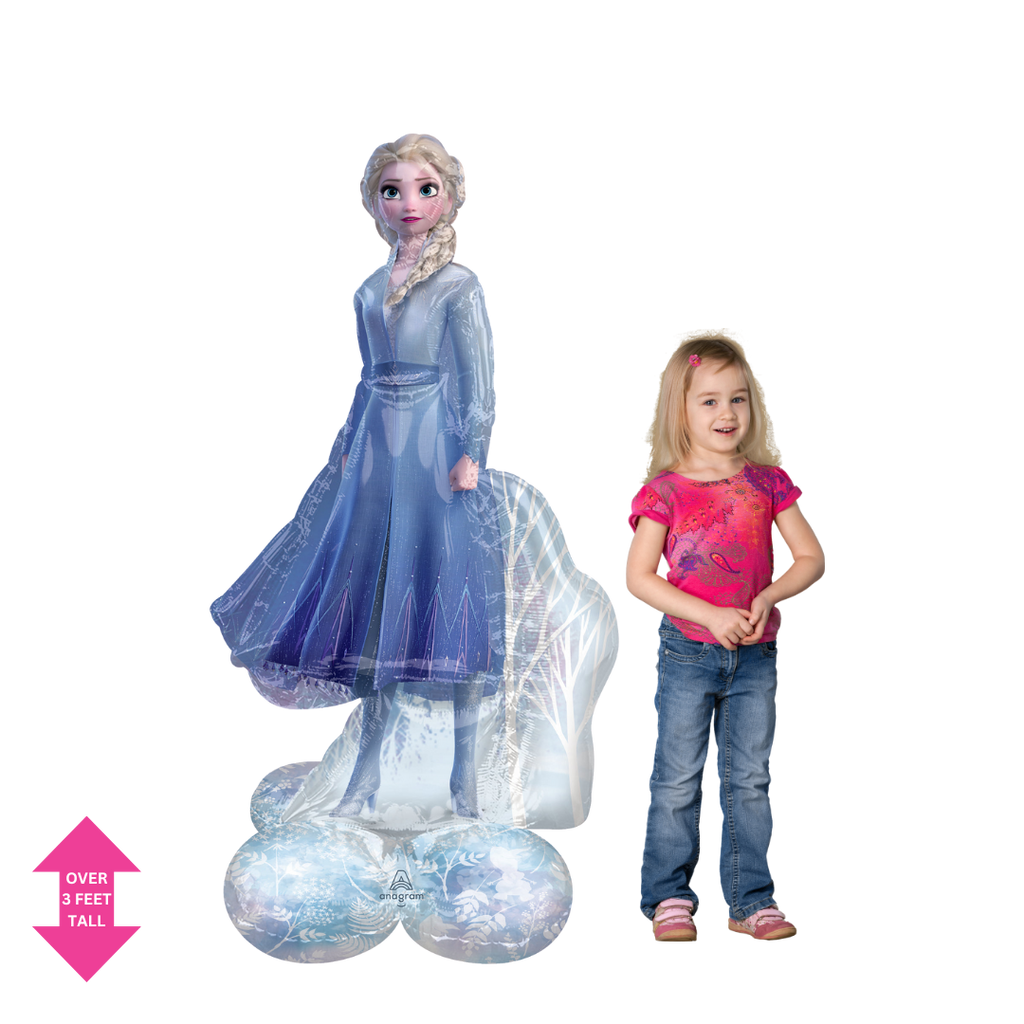 Blue Elsa foil balloon with Frozen 2 design birthday theme from Parte Haus party supply store in Bethesda MD