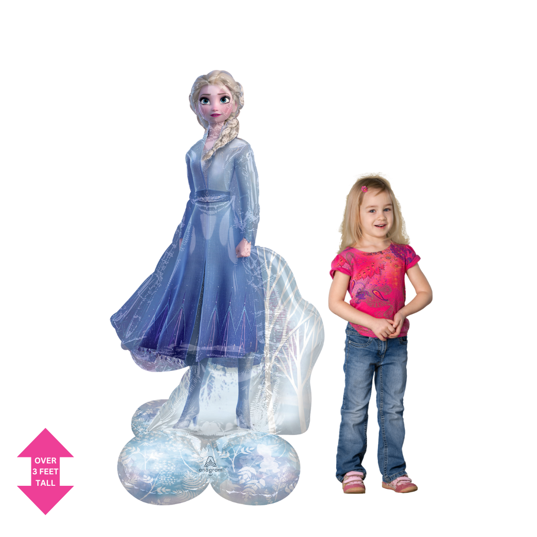 Blue Elsa foil balloon with Frozen 2 design birthday theme from Parte Haus party supply store in Bethesda MD