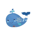 Blue whale foil balloon with get whale soon text for get well theme from Parte Haus party supply store in Bethesda MD