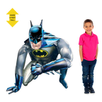 Blue gray Batman foil balloon shaped like superhero for birthday from Parte Haus party supply store in Bethesda MD