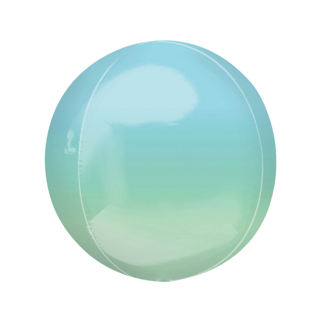 Blue green ombre foil balloon with shiny surface beach theme from Parte Haus party supply store in Bethesda MD