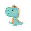 Blue green pastel dinosaur foil balloon with crown dinosaur birthday theme from Parte Haus party supply store in Bethesda MD