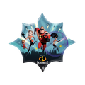 Blue Incredibles 2 starburst foil balloon with superhero family for birthday from Parte Haus party supply store in Bethesda MD