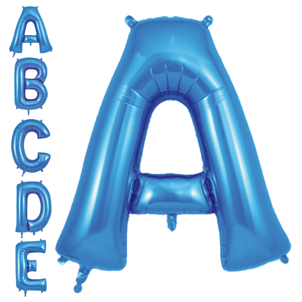 Blue letter balloon shaped as uppercase A for birthday theme from Parte Haus party supply store in Bethesda Maryland