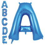 Blue letter balloon shaped as uppercase A for birthday theme from Parte Haus party supply store in Bethesda Maryland
