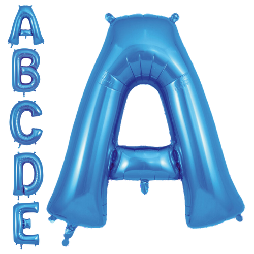 Blue letter balloon shaped as uppercase A for birthday theme from Parte Haus party supply store in Bethesda Maryland