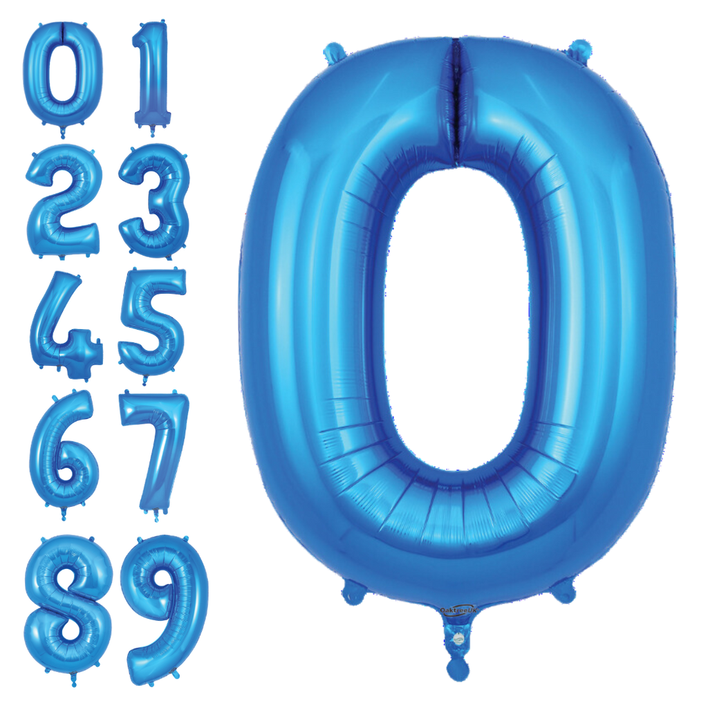 Blue foil number balloon set for birthday or anniversary from Parte Haus party supply store in Bethesda Maryland