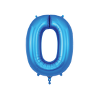 Blue number 0 foil balloon for birthday or anniversary from Parte Haus party supply store in Bethesda MD