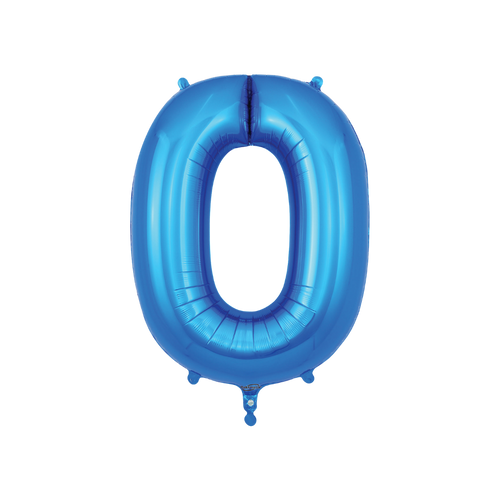 Blue number 0 foil balloon for birthday or anniversary from Parte Haus party supply store in Bethesda MD