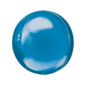 Blue foil balloon with a shiny round surface birthday decor from Parte Haus party supply store in Bethesda MD.