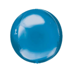 Blue foil balloon with a shiny round surface birthday decor from Parte Haus party supply store in Bethesda MD.