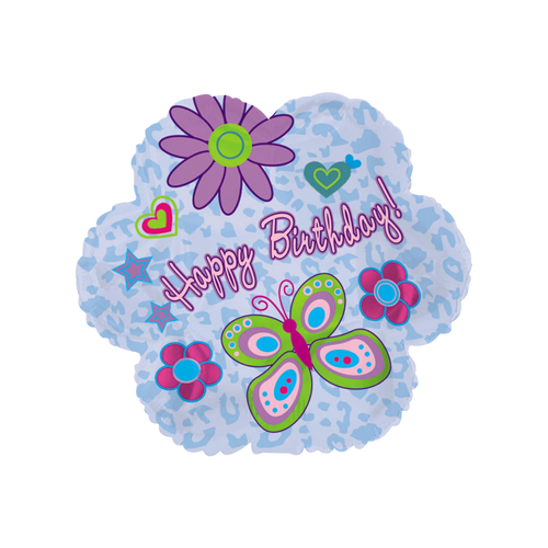 Blue purple floral butterfly Happy Birthday foil balloon birthday from Parte Haus party supply store in Bethesda MD
