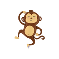 Brown monkey foil balloon with smiling face birthday party theme from Parte Haus party supply store in Bethesda Maryland.