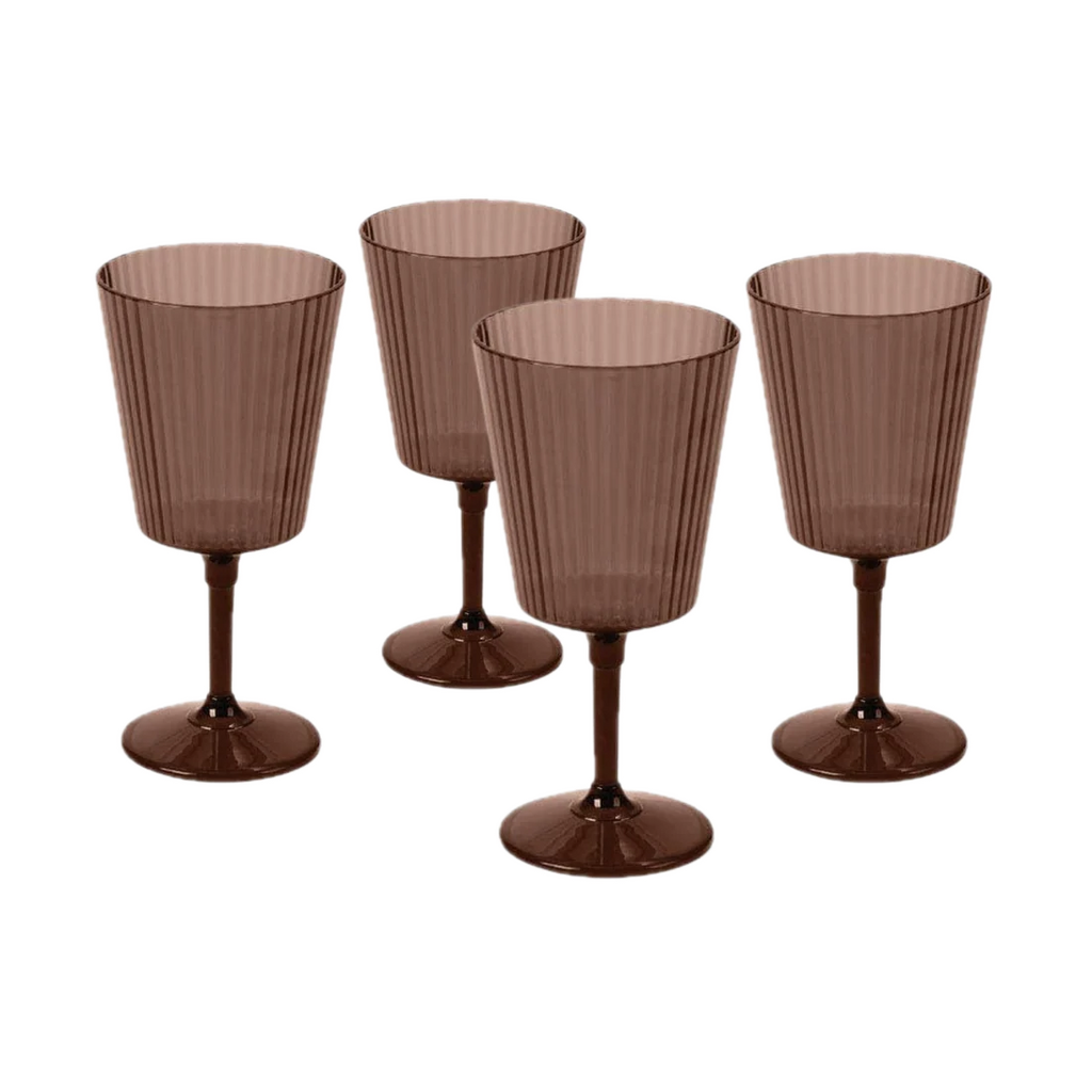 Brown Ribbed Wine Goblet Cups