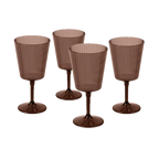 Brown Ribbed Wine Goblet Cups