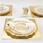 Gold and Clear Scalloped Plastic Plates - 2 Sizes