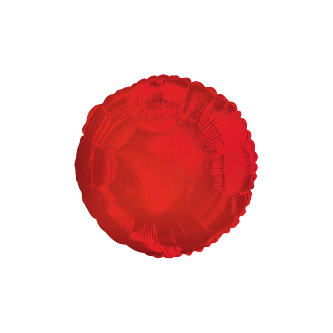 Cherry red round foil balloon shiny finish birthday celebration from Parte Haus party supply store in Bethesda MD