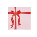 pink napkin with red bow Christmas theme from Parte Haus party supply store in Bethesda MD
