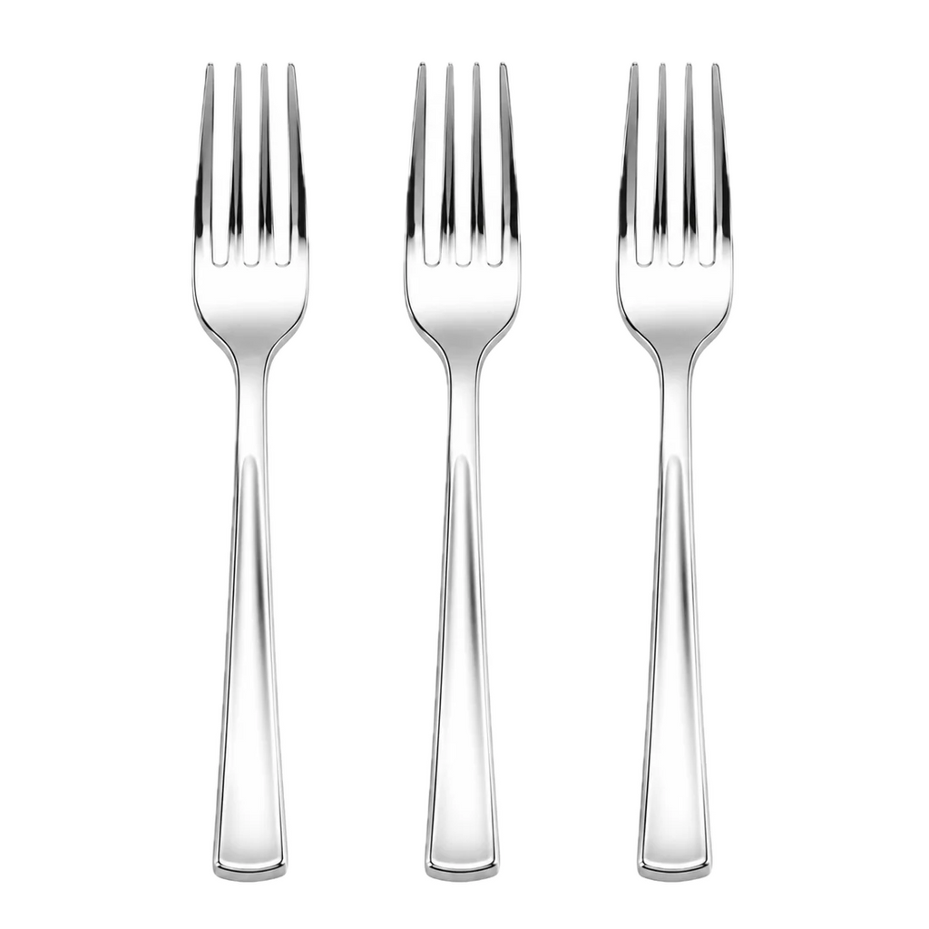 Silver Classic Design Plastic Forks - 20 pcs