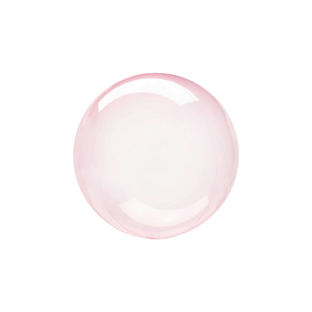 Clear pink bubble balloon with glossy finish baby shower or wedding decor from Parte Haus party supply store in Bethesda MD