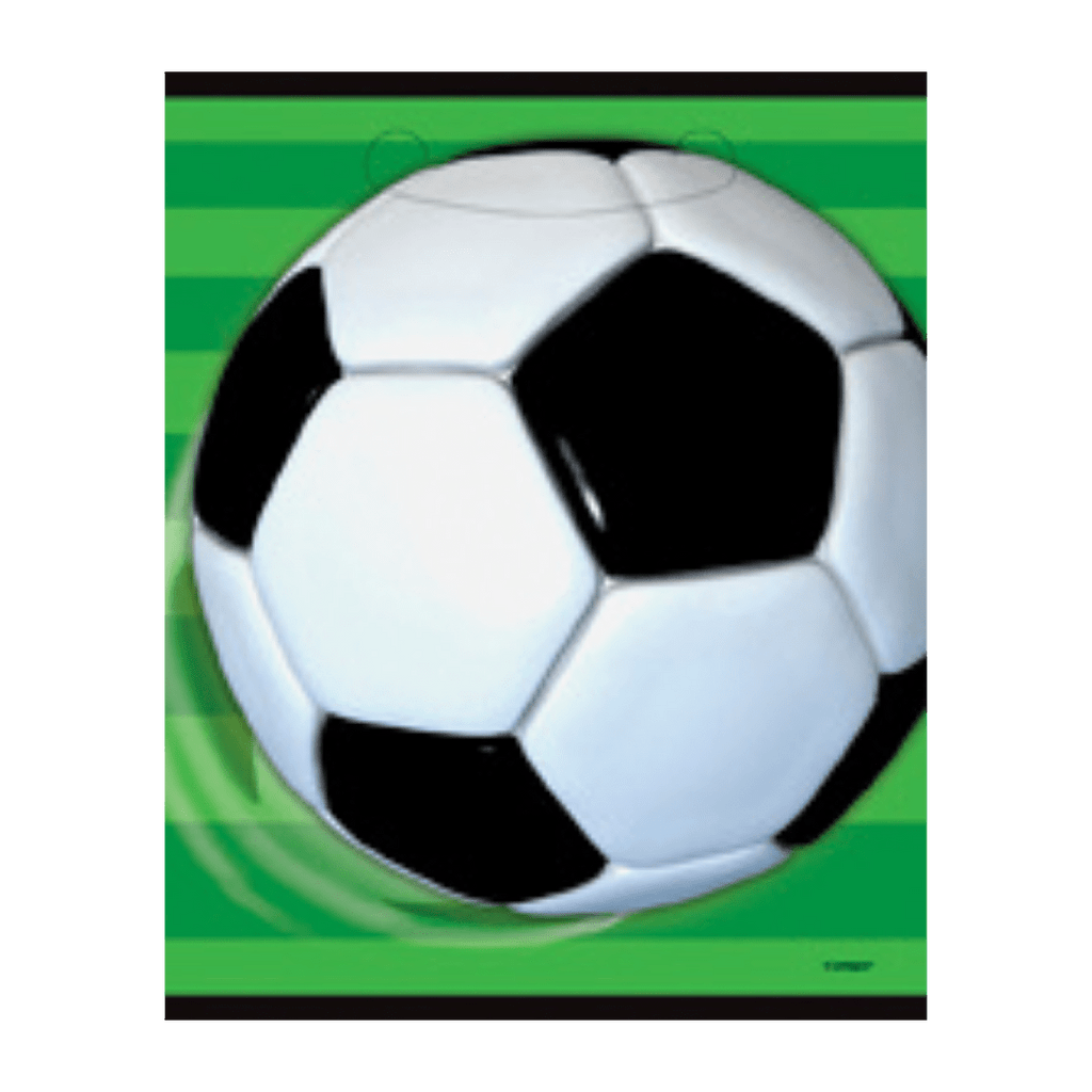 Black and white soccer paper plate featuring green background sports theme from Parte Haus party supply store in Bethesda Maryland