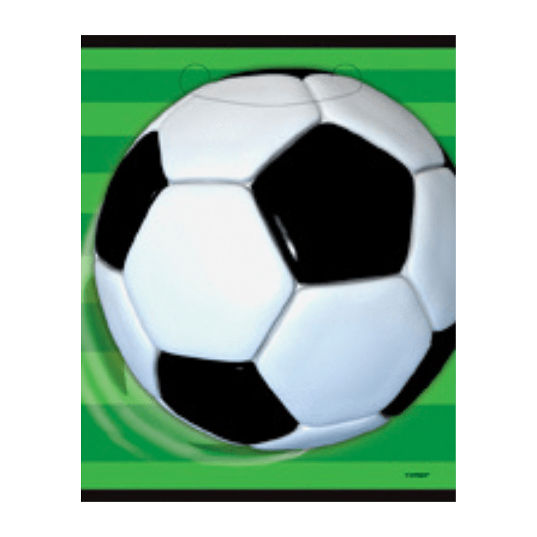 Black and white soccer paper plate featuring green background sports theme from Parte Haus party supply store in Bethesda Maryland