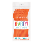 Orange plastic forks in clear packaging for birthday theme from Parte Haus party supply store in Bethesda MD