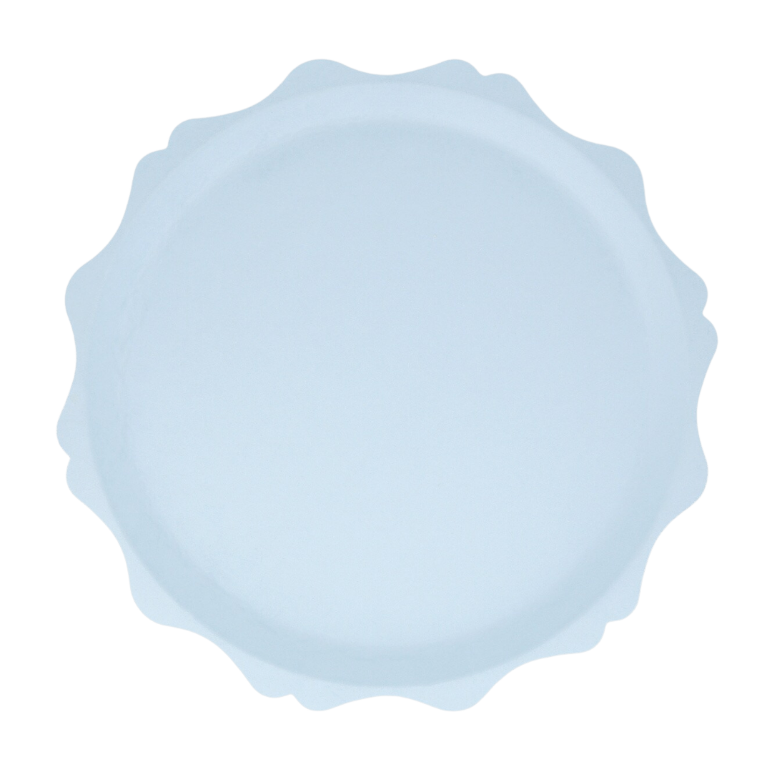 light blue scalloped edge plate perfect for birthday theme from Parte Haus party supply store in Bethesda, MD
