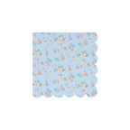 Blue floral napkin with scalloped edge spring theme from Parte Haus party supply store in Bethesda MD.