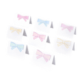 Pastel bow place cards with scalloped edges baby shower theme from Parte Haus party supply store in Bethesda Maryland