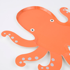 Orange octopus shaped plate ocean theme from Parte Haus party supply store in Bethesda MD