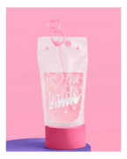Pink bachelorette pouch with heart straw bridal shower theme from Parte Haus party supply store in Bethesda Maryland