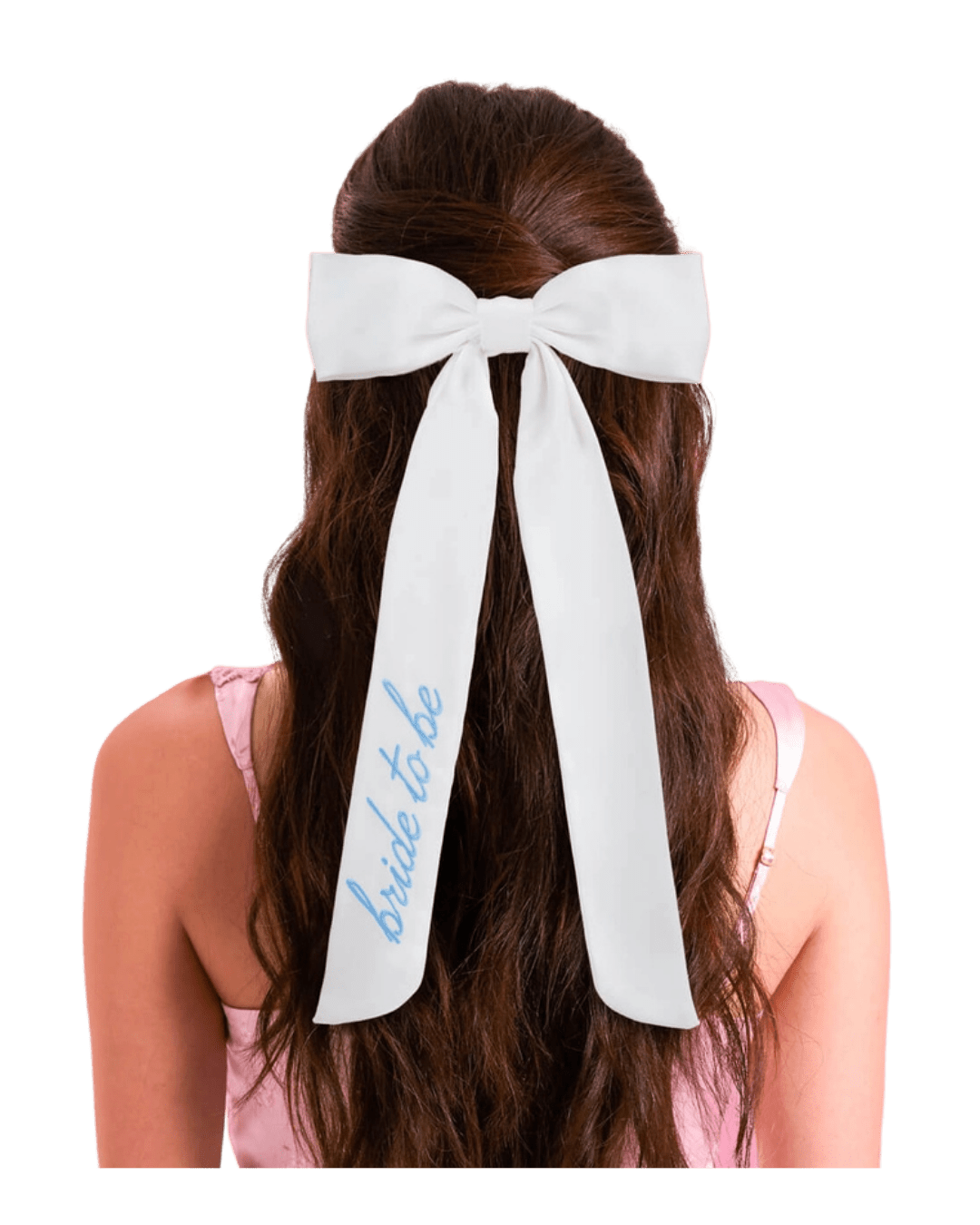 White Satin "Bride To Be" Bow Clip