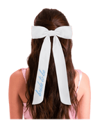 White bride to be hair bow for bridal shower from Parte Haus party supply store in Bethesda Maryland
